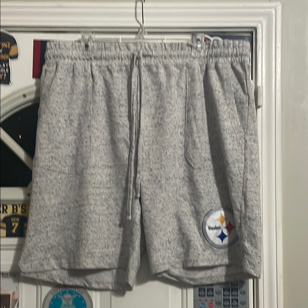 Gray Athletic Shorts with Elastic Waistband and Team Logo NWOT